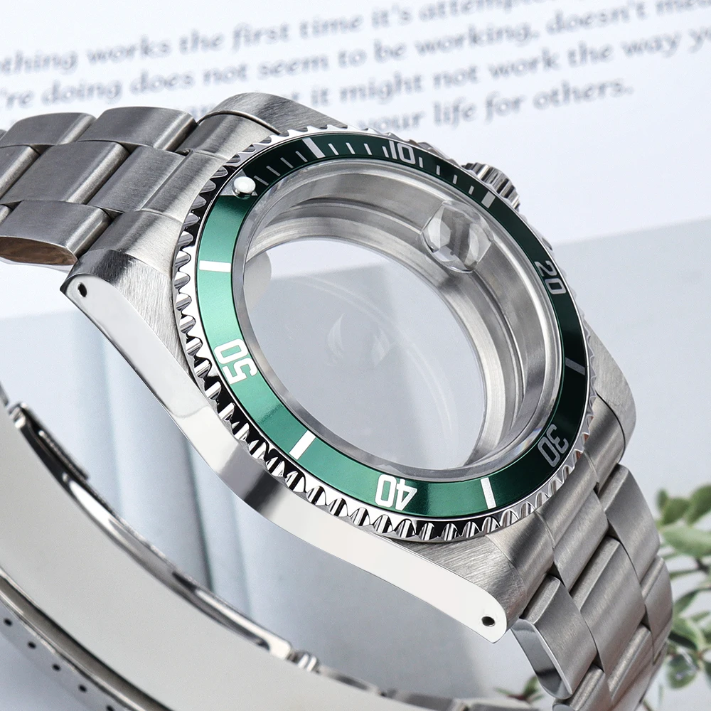 38MM Replacement Watch Case Bracelet Parts Sapphire Glass Top Waterproof For Retro SUB NH35 NH36/34 Movt 120 Clicks Repair Parts