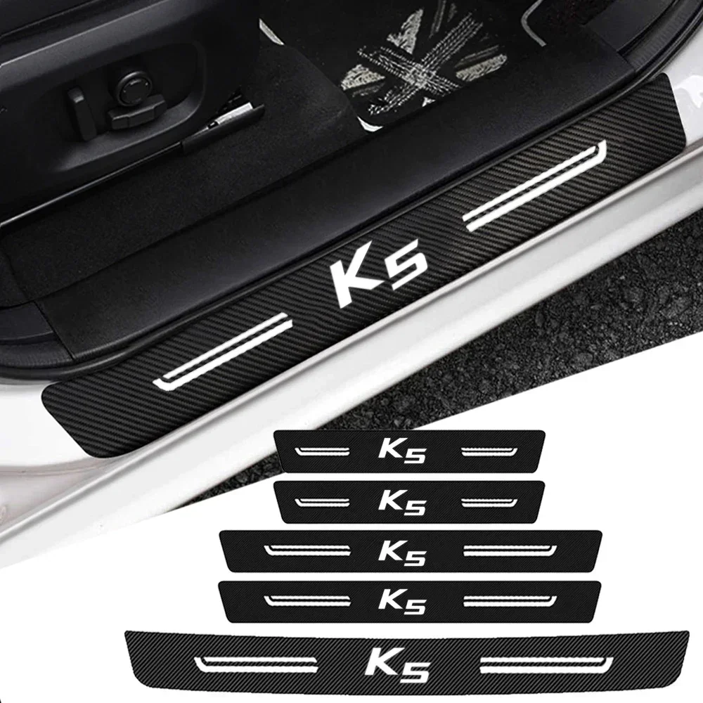 For Kia K5 Carbon Fiber Car Rear Bumper Trunk Anti-Scratch Protector Trim Strip Cover Guard Sticker Sill Plate Accessories