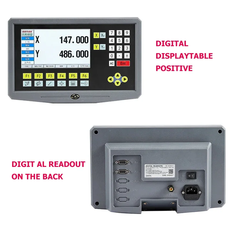 YH800-2 2 Axis LCD DRO Digital Readout Display 9 Language AC90-260V And 2 Pieces 50-800mm Linear Scale Encoder Grating Ruler