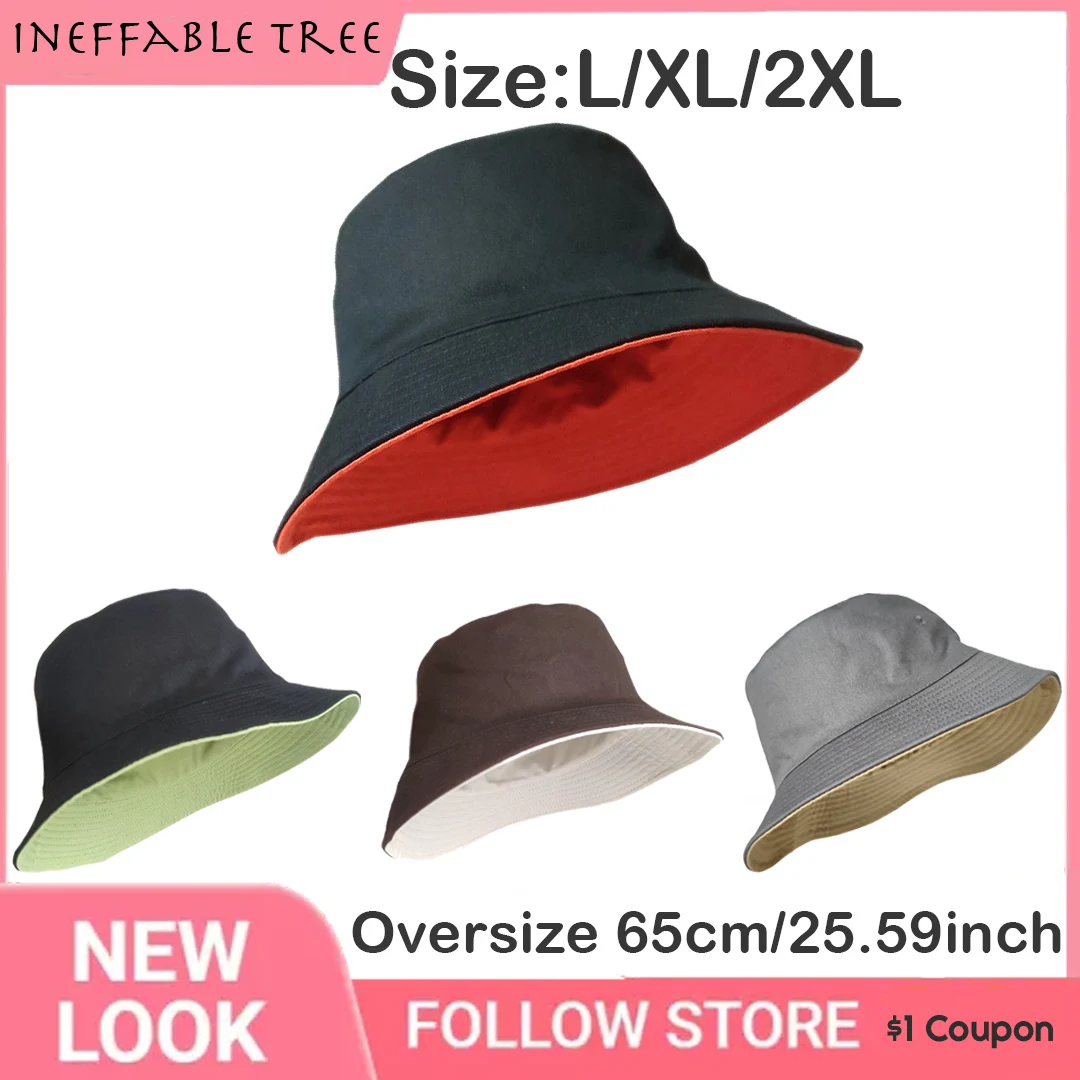 Enlarged Deepening XXL Size 65cm Bucket Cap Women Big Head Double-sided Panama Fisherman Men Large Size Tide Hip Hop Sun Gorras