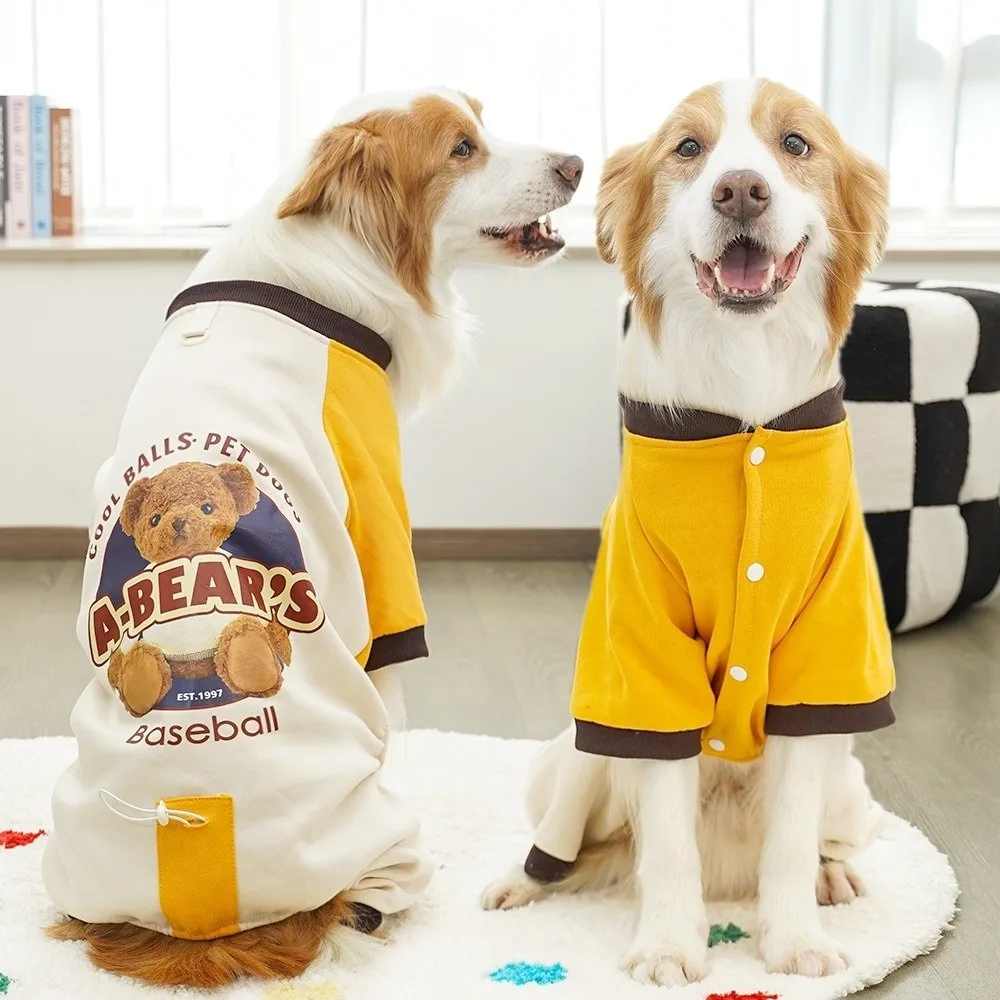 

Thickened Dog Jumpsuit Color Block Comfortable Dog Fleece Hoodie with D-Ring Adjustable Puppy Sweatshirt Autumn Winter