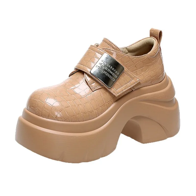 2025 جديد منصة مكتنزة عالية الكعب النساء الخريف الجلود الكاحل مشبك ماري جين أحذية امرأة 9 سنتيمتر كعب سميك مضخات لوليتا الأحذية