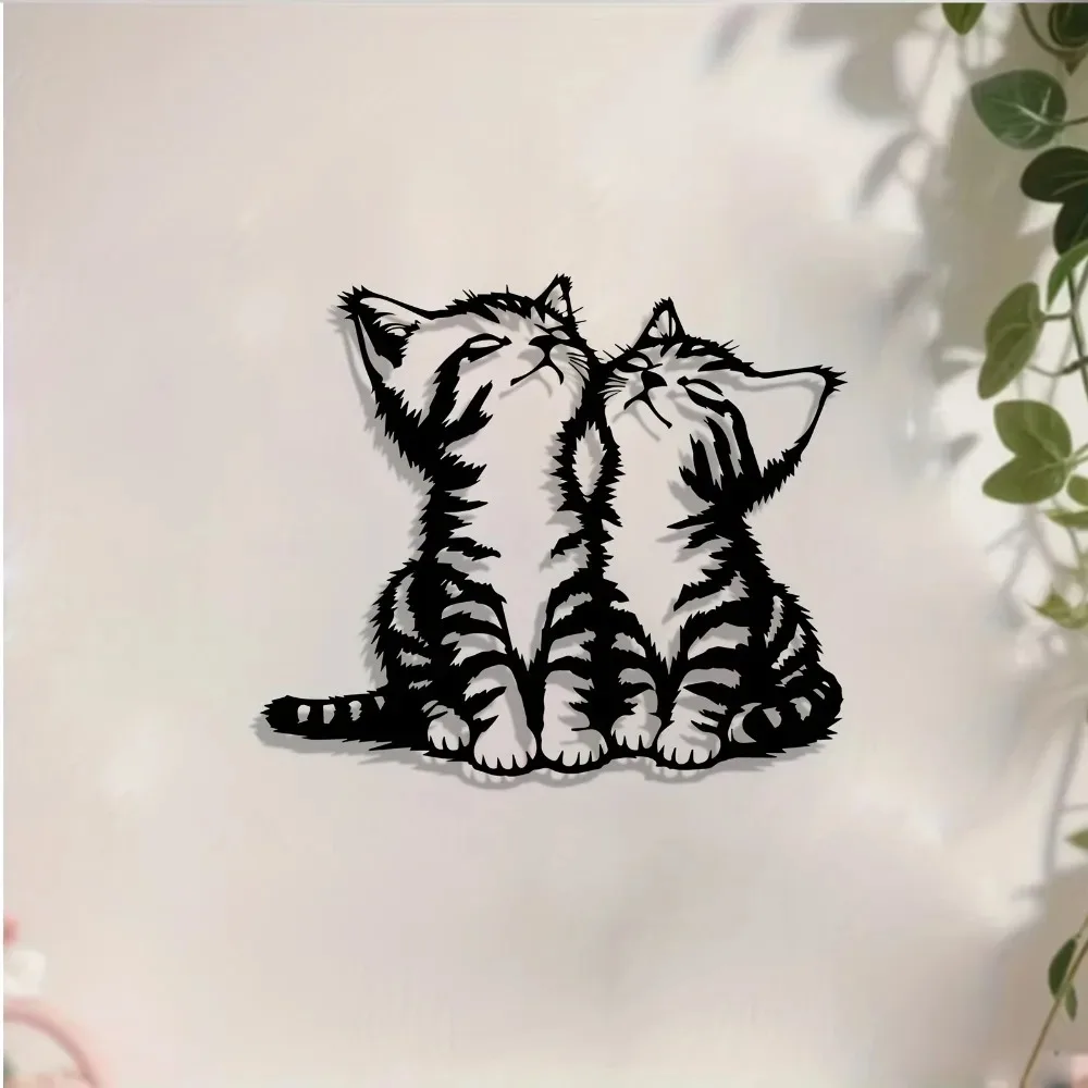 Cute Cat Aluminum Wall Art 12x16 Inch Waterproof Metal Decor Home Bedroom Garden Rustproof Gift Ornament