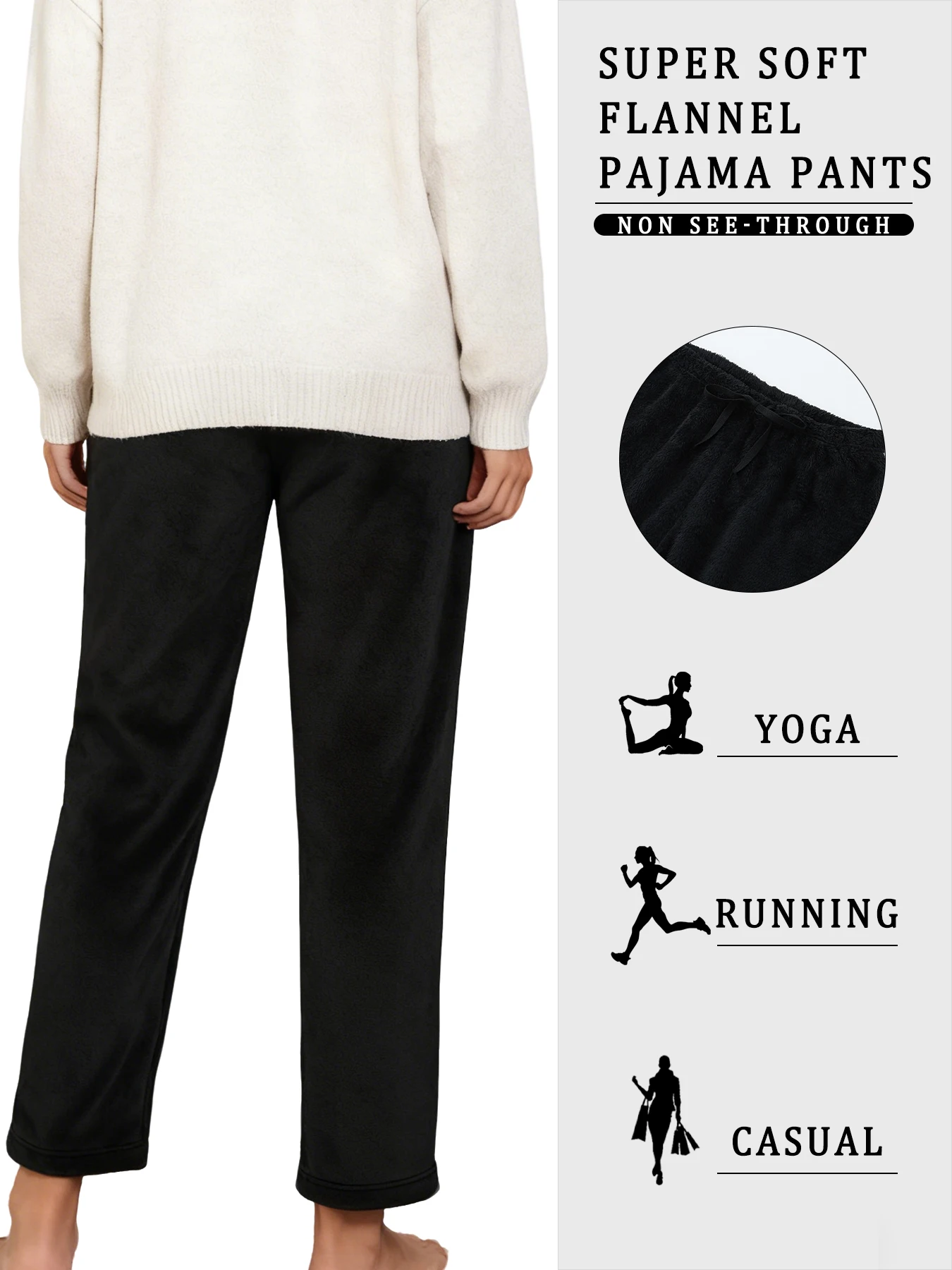 2 pezzi di pantaloni pigiama da donna in flanella super morbida. Pantaloni casual da casa per l'inverno