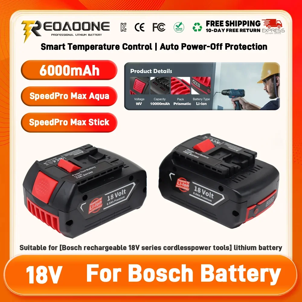

Для BOSCH 18 Вольт 6,0 Ач LITHIUM-ION BATTERY 18 В Professional BAT609, BAT609G, BAT618, GBA GSR GSB BAT609 (KC) аккумуляторная батарея