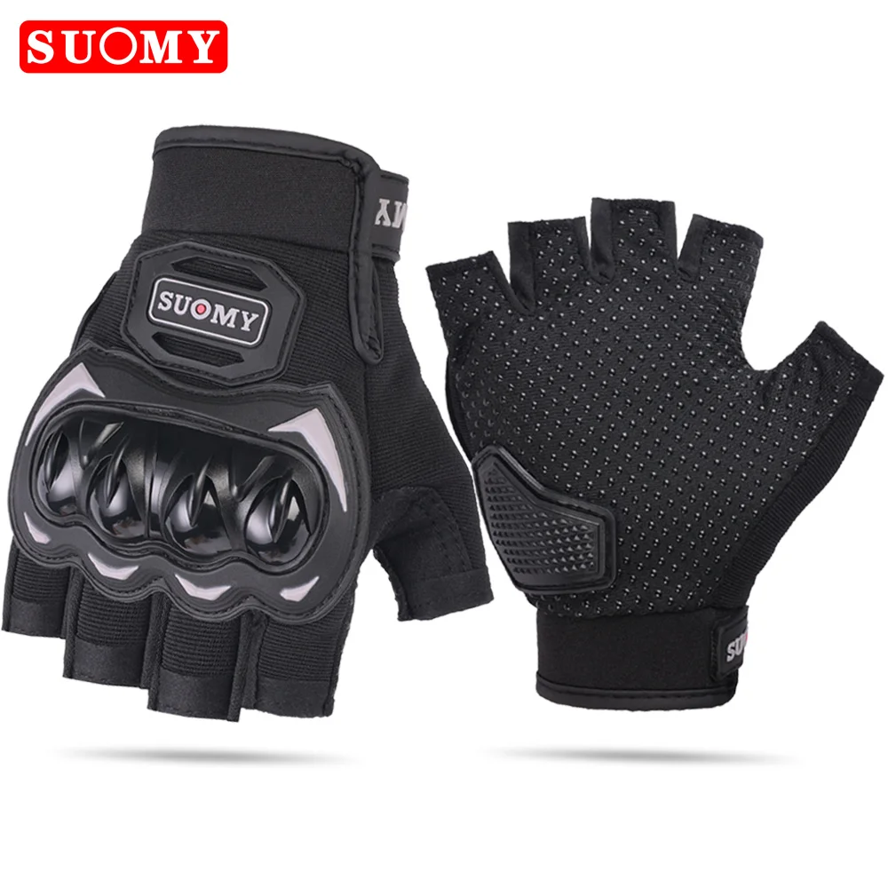 SUOMY Summer New Motorcycle Gloves Men Half Finger Anti-fall Racing Off-road Breathable Motorcycle Bicycle Gloves Fingerless