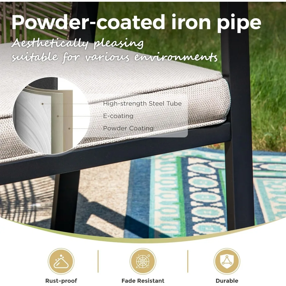 

7 Pieces Round Outdoor Dining Set for 6, Patio Dining Set Wicker Rattan Chairs with Soft Cushion and 54 Round Table