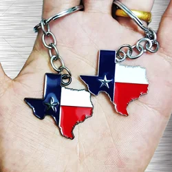 2pc Texas Logo Keychain, Texas Map keyring Tex Flag Motorcycle Decoration key The Lone Star State Edition