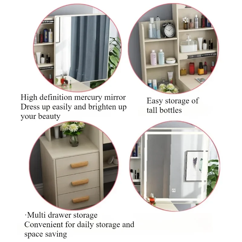 طاولة الزينة، غرفة نوم شقة صغيرة، طاولة زينة حديثة وبسيطة، خزانة تخزين، طاولة زينة متكاملة #5