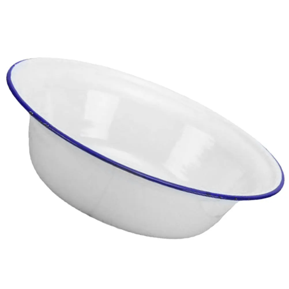 Vintage Enamel Deep Round Pie Dish Oven Safe Baking Pan For Pies Cakes Bread Making Kitchen Cooking Camping Serving