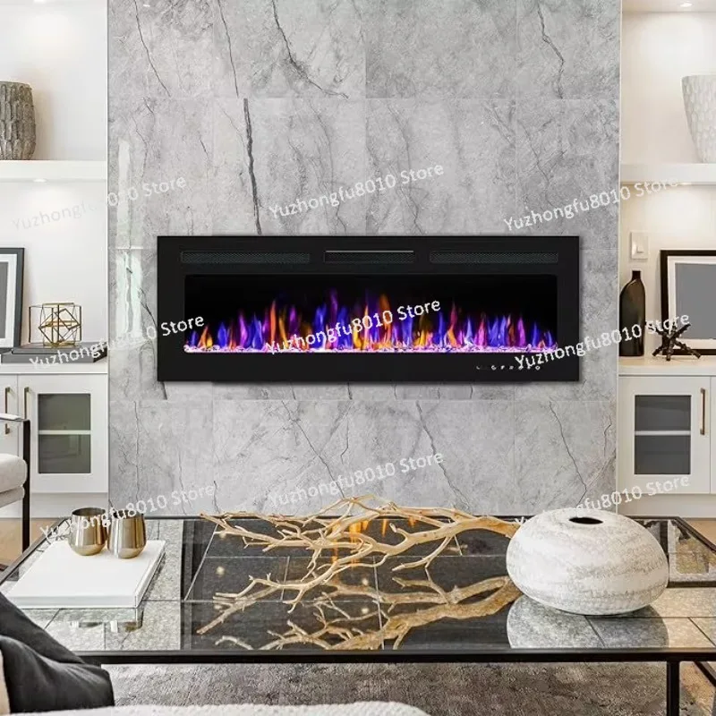 Home Heating Wall Mounted Electronic Fireplace Decoration 36 Inch Smart Background