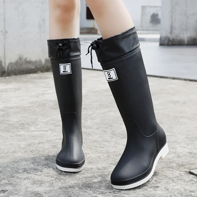 Rain Boots Women's Four Seasons Fashion Outdoor Mid-tube Waterproof Non-slip Rubber Shoes Fashion Rain Boots Garden Galoshes