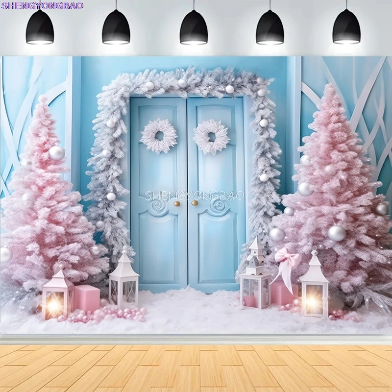 

Festive Christmas Room Fireplace Photography Backdrops Winter New Year Holidays Party Xmas Tree Window Photo Background BR-04