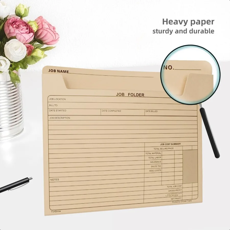 Папки для проектов 12 x 10 дюймов Классические папки Manila для файлов Прочные папки Jecket с предварительной печатью для стоимости отслеживания работы