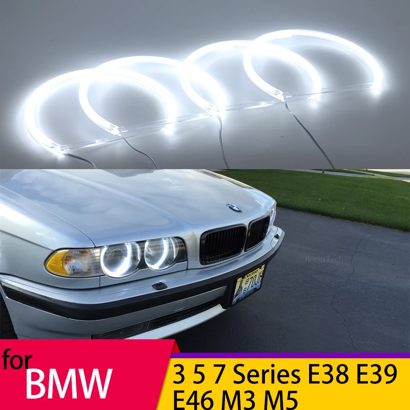 Белая Smd лампочка для фар головного света, лампочка с ангельскими глазами, кольцевая лампа для BMW 3, 5, 7, серия E36, E46, E39, E38, 730iL, 320i, 530i, 540i, 131 мм, 146 мм