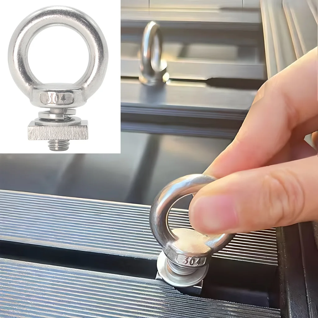 4pcs Stainless Steel M8 Eye Bolts for Car Luggage Racks RVs Lifting Eye Bolts Stainless Steel Wire Rope Fixing Eyebolt Screw
