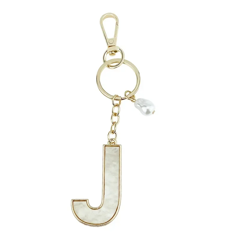 A-Z Initials Keyring Couples Metal Pendant with Pearl