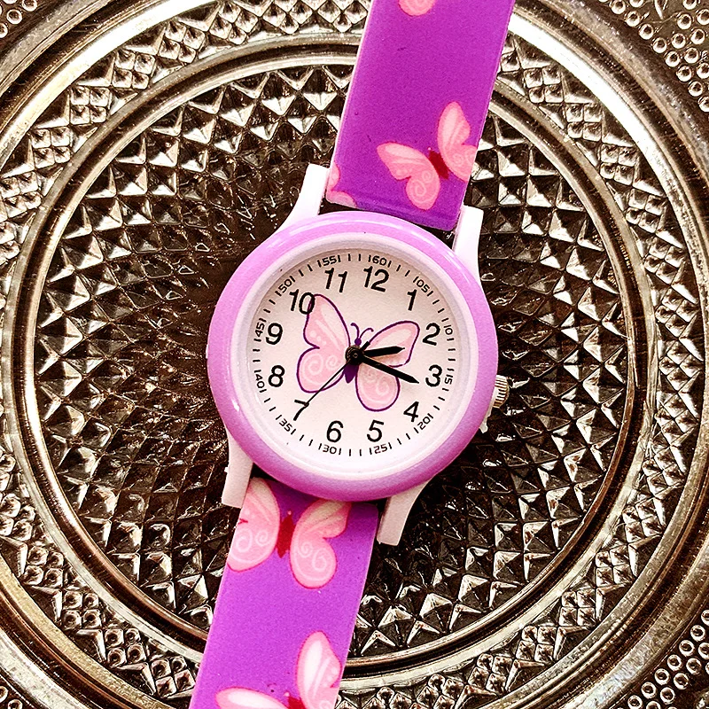 Nuevos relojes de moda para chicas, Reloj de dibujos animados de nube de mariposa para niños, Reloj de cuarzo, Reloj de pulsera bonito para niños, Reloj de regalo para Mujer