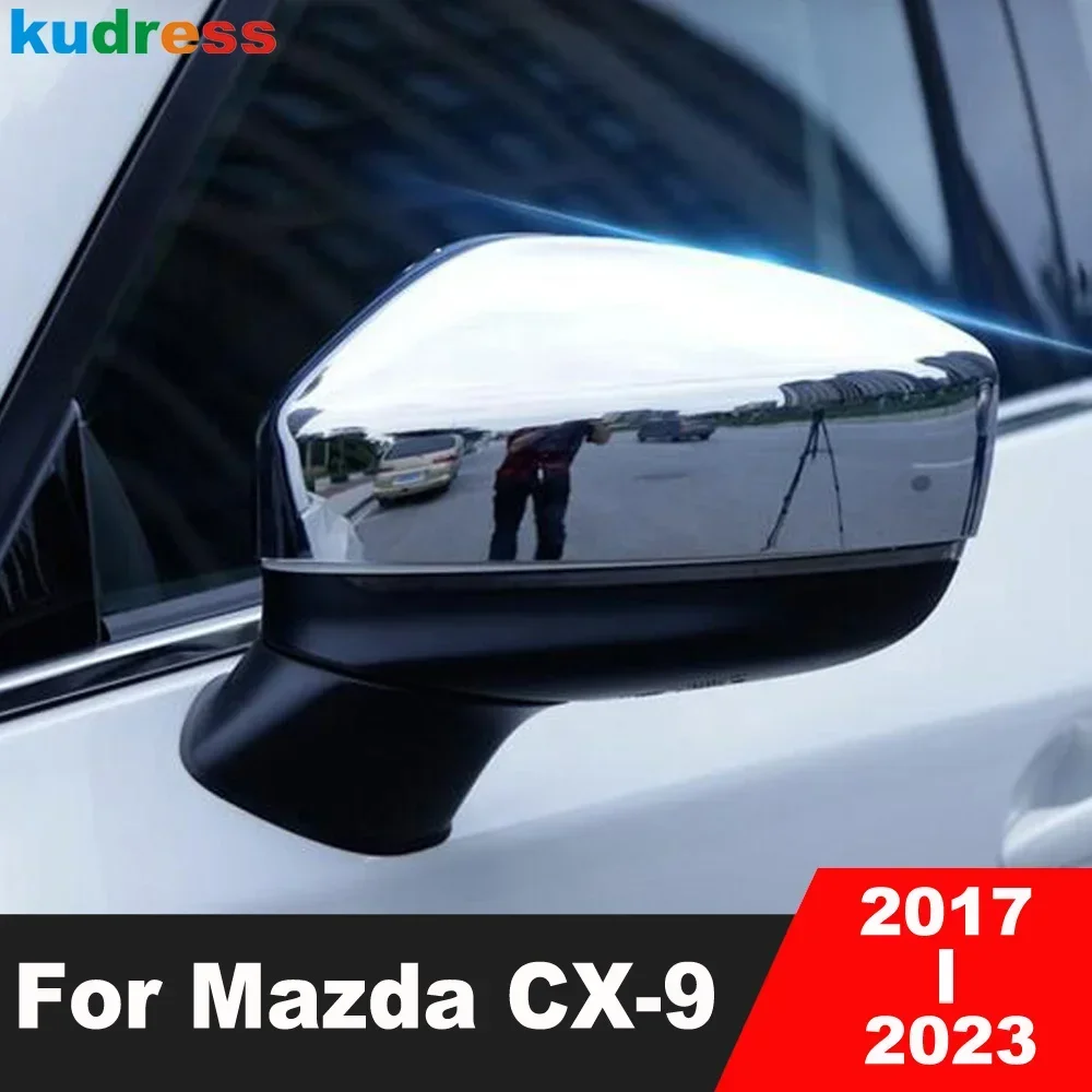 

For Mazda CX9 CX-9 2017-2019 2020 2021 2022 2023 Chrome Car Accessories Rearview Mirror Cover Trim Side Wing Mirror Cap Overlay