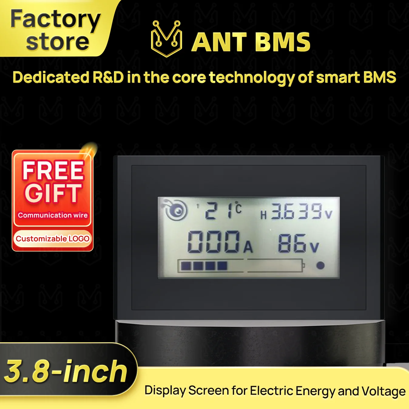 Accessori ANT BMS Display LCD batteria Display tensione da 3,8 pollici Cavo adattatore USB Modulo cavi PC da USB a UART RS485