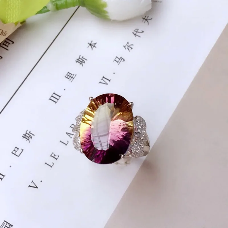 Topaz cincin janji 925 perak murni, cincin pertunangan pernikahan untuk pengantin wanita perhiasan jari mewah