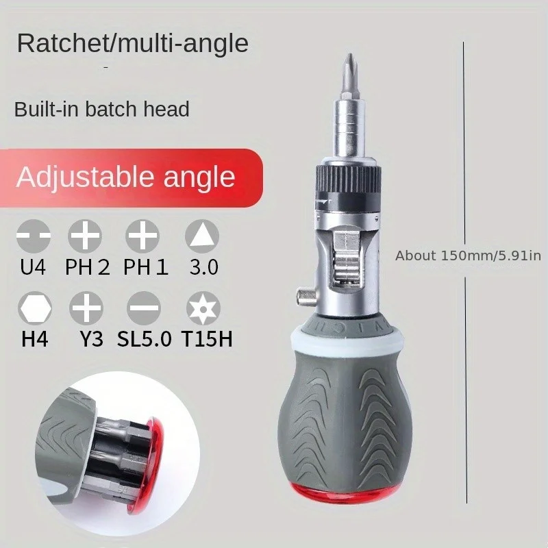 Set di cacciaviti a cricchetto rotanti multi-angolo da 180 gradi Cacciavite multifunzione regolabile, forma speciale per uso domestico