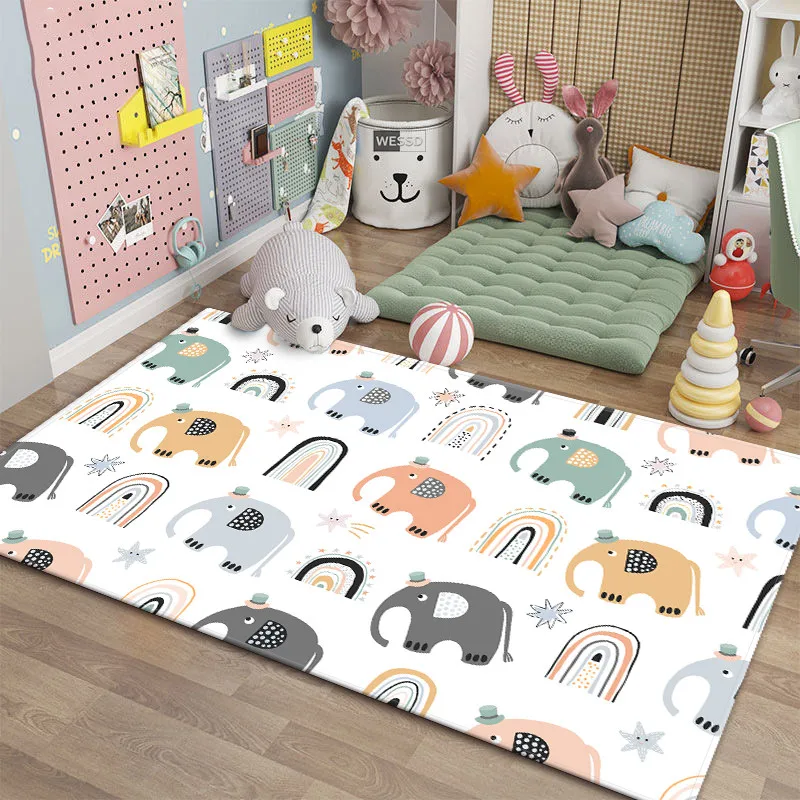 Cartoon Rugs For Bedroom Kids Cute Animal Carpet Korean Style Baby Mat Soft Children's Room Rug Non-slip Nordic Style Decoration