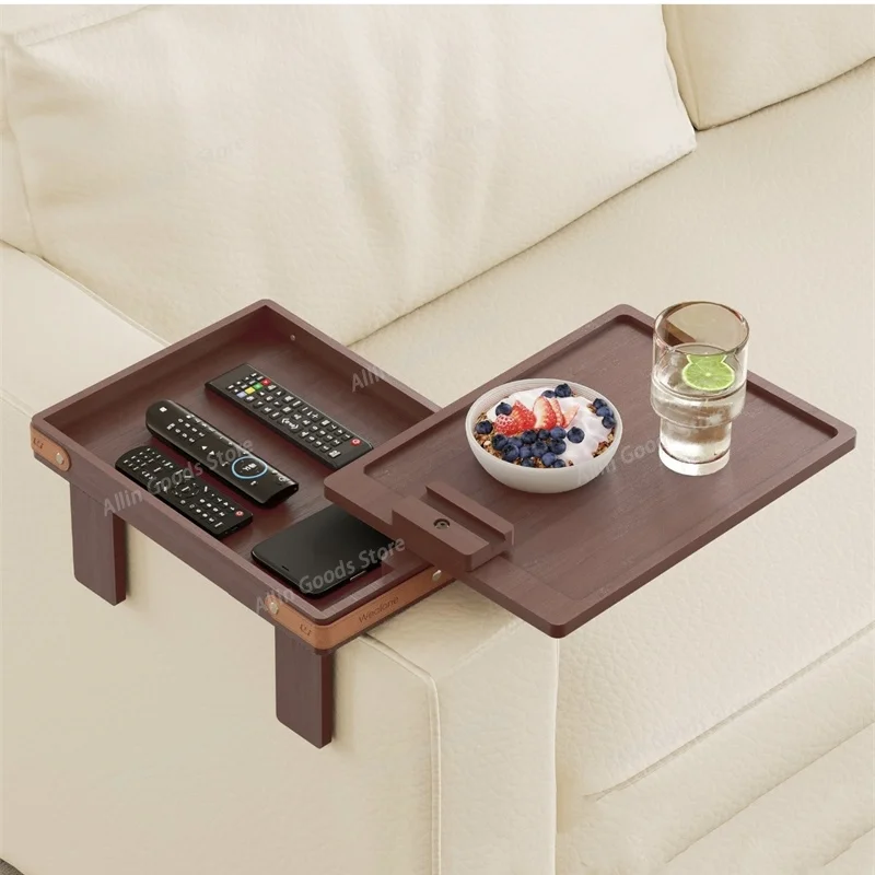 Double Layer Rotating Arm Clip Sofa Arm Tray With Storage Box Couch Side Table For Living Room Office Birthday Gift For Couples