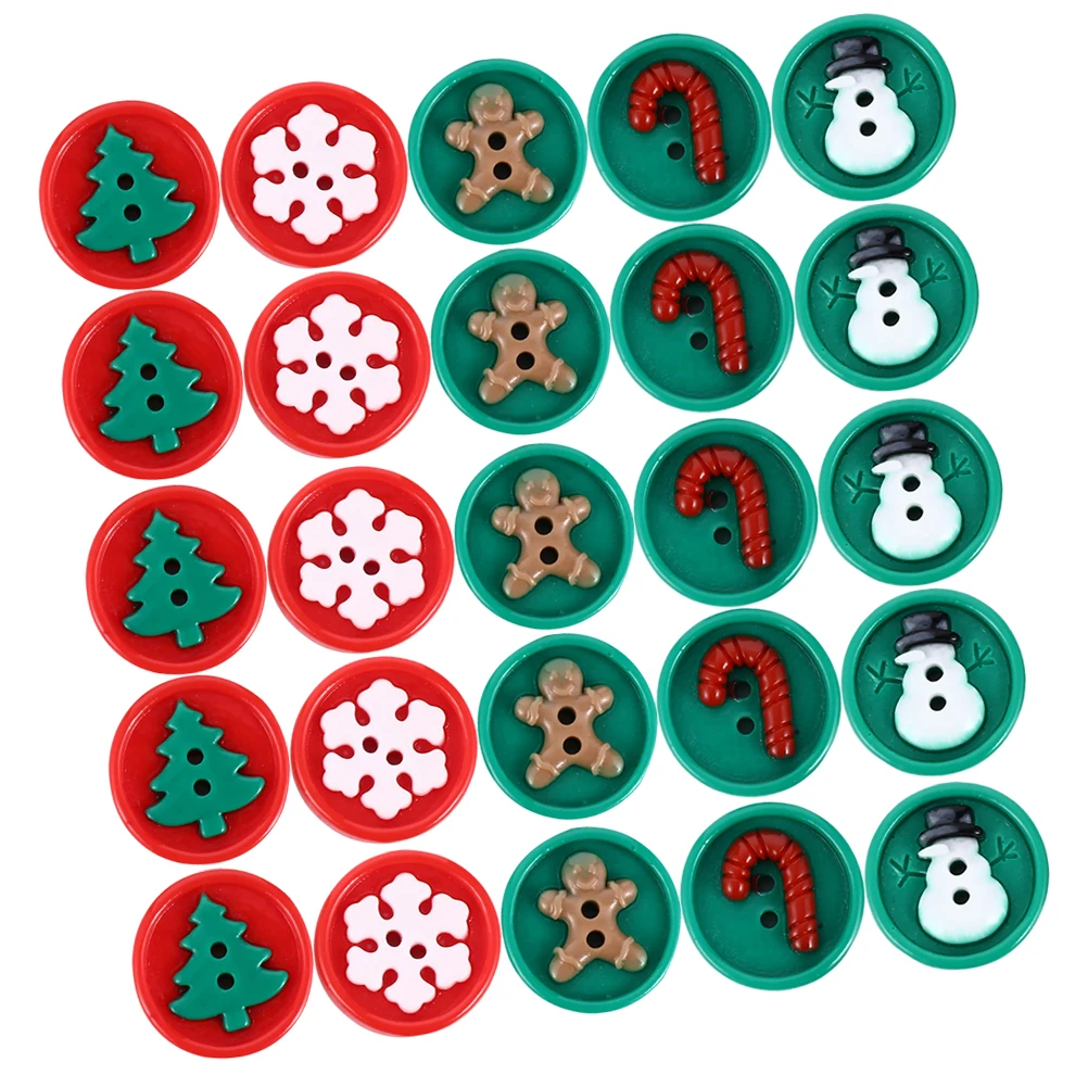 

30 Pcs Christmas Button Ornaments Diy Craft Buttons Clothes Resin Toggle Crafts