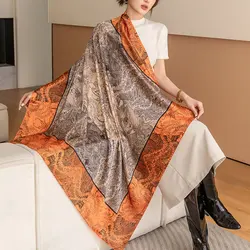 Nuevas bufandas cuadradas grandes de verano de 110cm, bufanda de seda a la moda para mujer, Foulard de 45 pulgadas para oficina, chal para mujer, pañuelo, Hijab musulmán