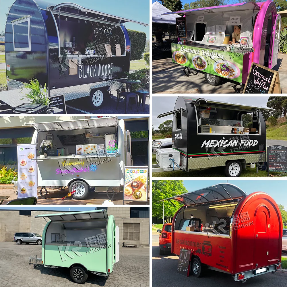 Logotipo colorido personalizado para pequenas empresas, caminhão de comida móvel, concessão, batatas fritas, churrasco, pizza, trailer de comida com cozinha completa