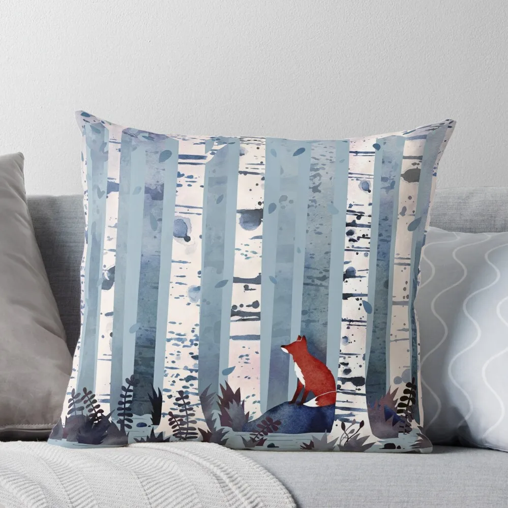 

The Birches (in Blue) Throw Pillow home decor items pillow cover luxury