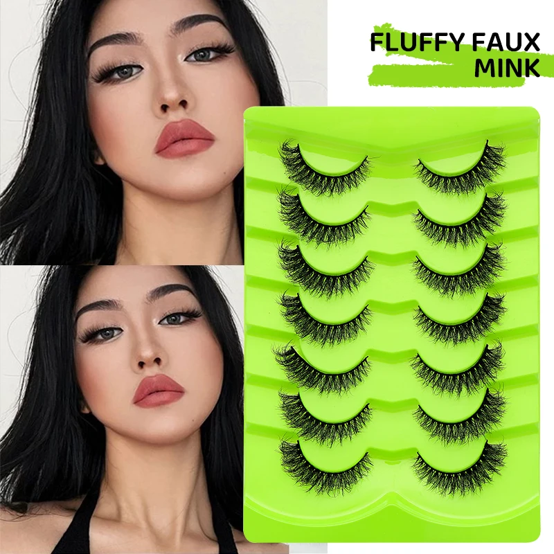 DINGSEN 7 Paar falsche Wimpern, Katzenaugen-Wimpern, Manga-Wimpern, künstliche Nerz-Wimpern, natürliche, lange, geflügelte End-Augen-längige Wimpern – Detail 3