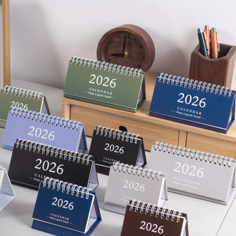 

2026 Simple Style English Mini Desk Calendar Desktop Display Portable Calendar Desktop Decoration Handmade Diary Desk Ornament