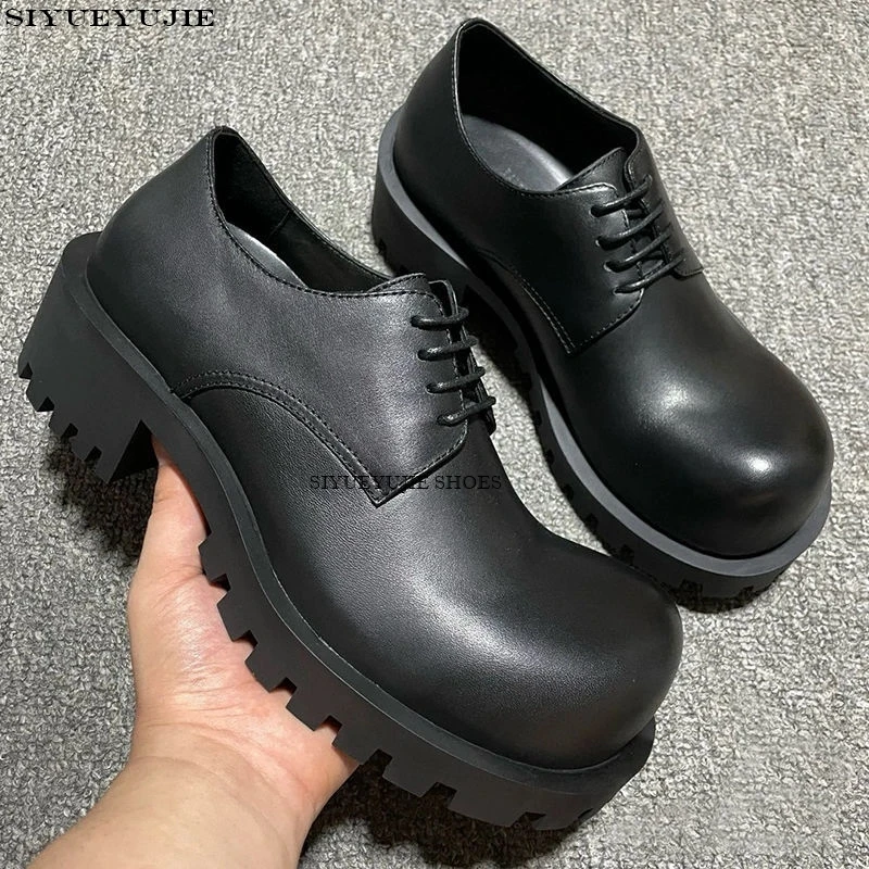 

Hight Quality 2024 Spring New Street Style Height Increasing Leather Shoes For Men's Black Hombre Teenagers Daily Casual Dress