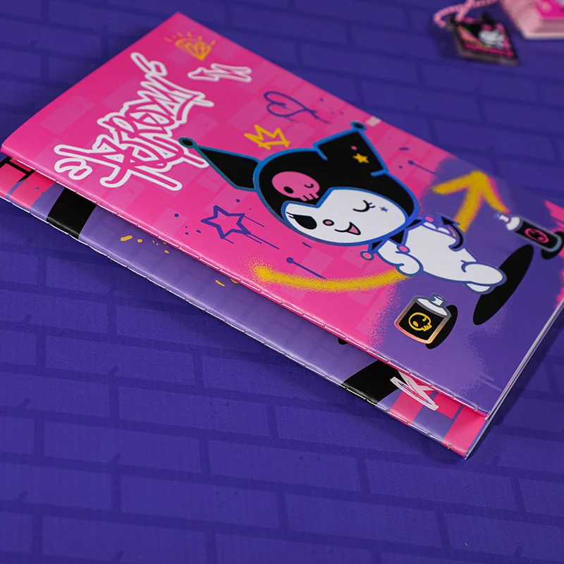 Cahier Sanurgente Kuromi Graffiti Style A5, bloc-notes étudiant, laser réfractif, copie de surface douce, cadeau d'acquisition de bureau, nouveau, 10 pièces