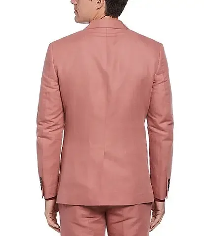 Pink Grey Leinen Smart Casual Männer Anzüge Sommer jacke Abschluss ball elegante Blazer Sets Slim Fit 2 Stück Bräutigam Smoking Kostüm Homme