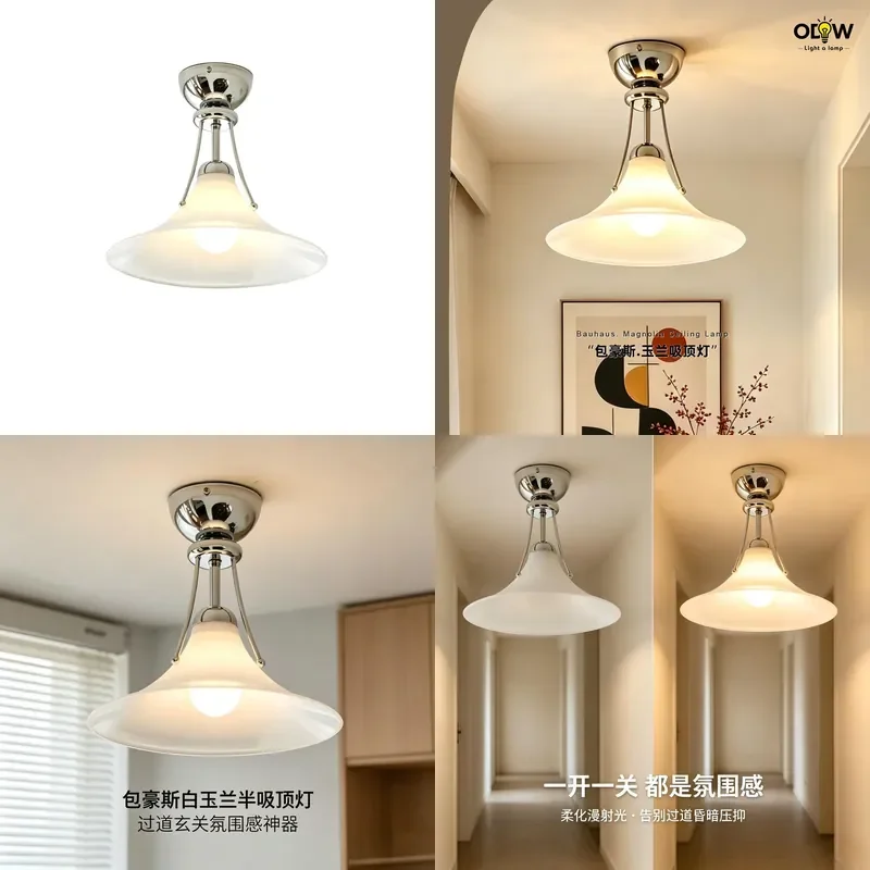 Bauhaus Magnolia Ceiling Light for Aisle Corridor Entrance Stairs Balcony Cloakroom Small Creative Chandelier Fixture
