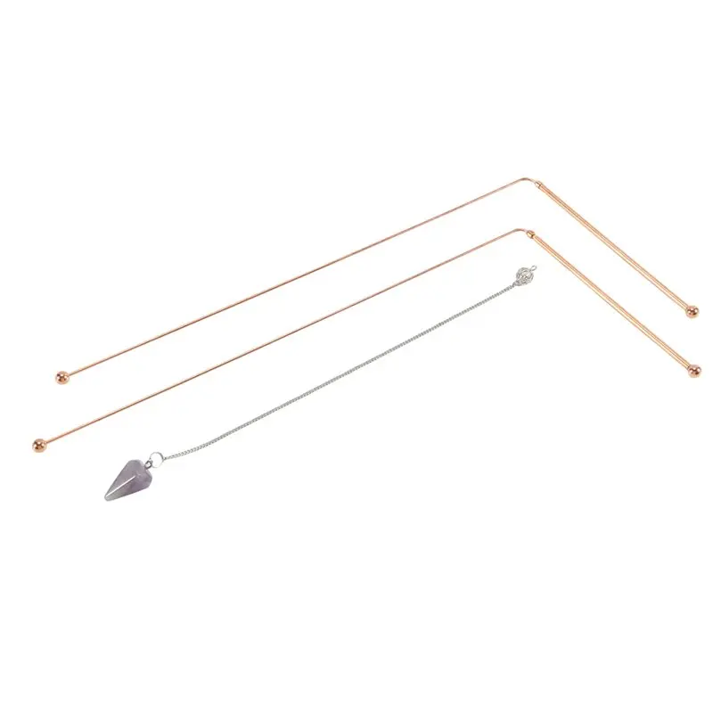 【AA86】Copper Dowsing Rods, 99.9% Pure Copper Divining Rod For Tracing Spiritual Energy 2Pcs( Includes 1 Pendulum )