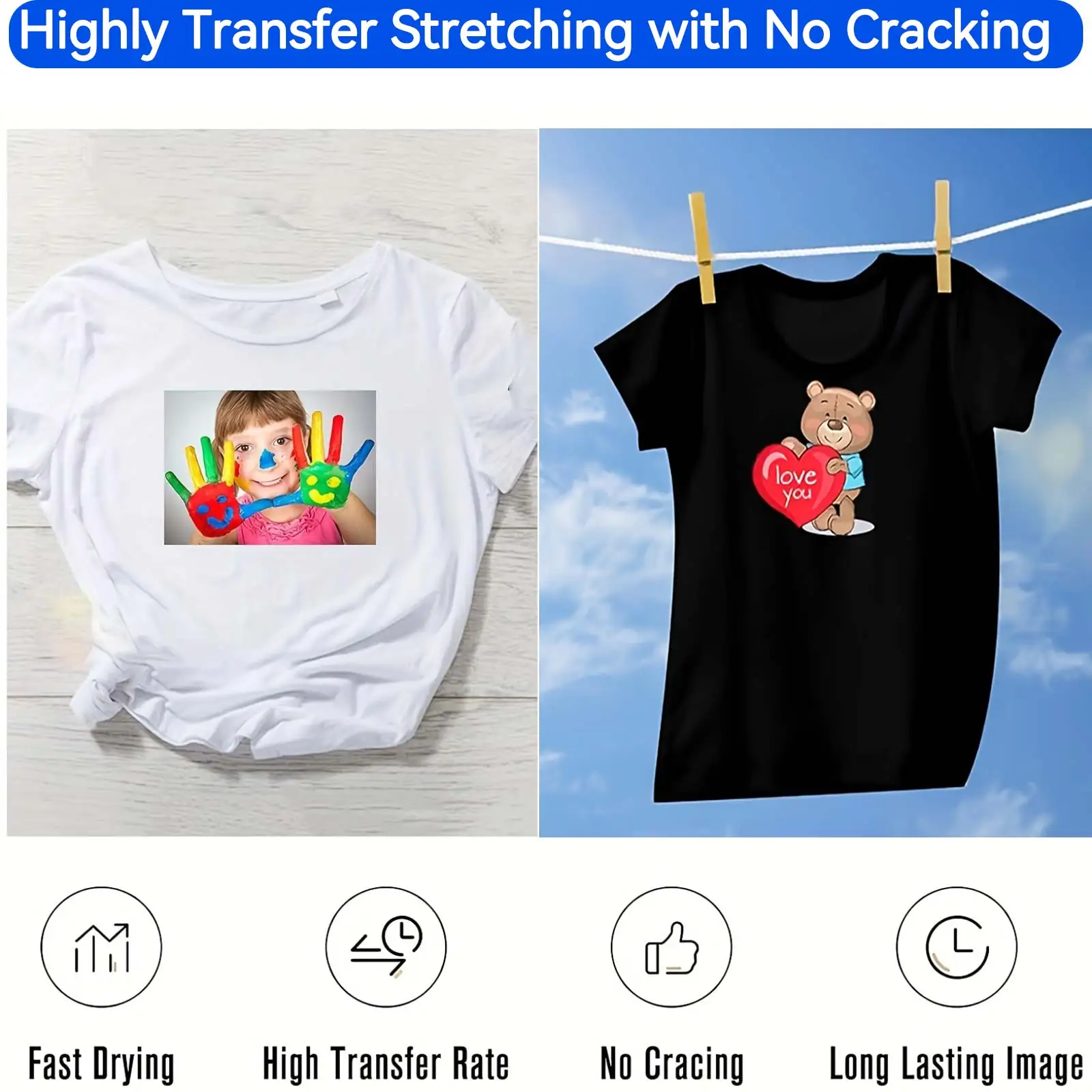 ورق نقل حراري مقاس A4 مكون من 5 أوراق للتي شيرت فينيل نقل حراري قابل للطباعة للحديد على نقل النافثة للحبر