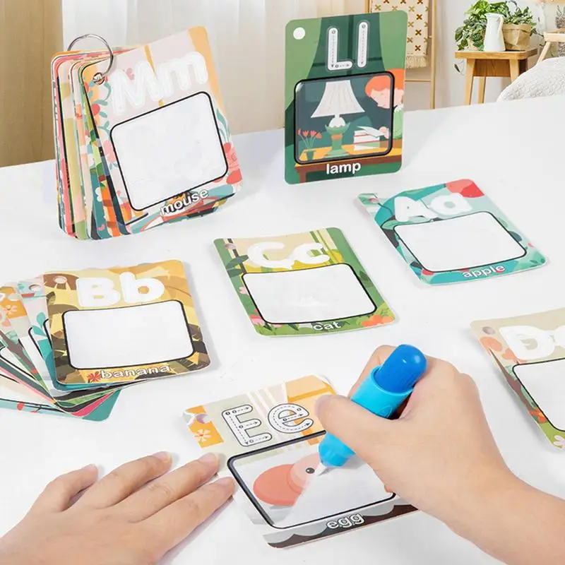 แฟลชการ์ดหนังสือวาดรูปตัวอักษรสำหรับเด็กสมุดภาพระบายสีของเล่น Montessori การเรียนรู้ก่อนวัยเรียน