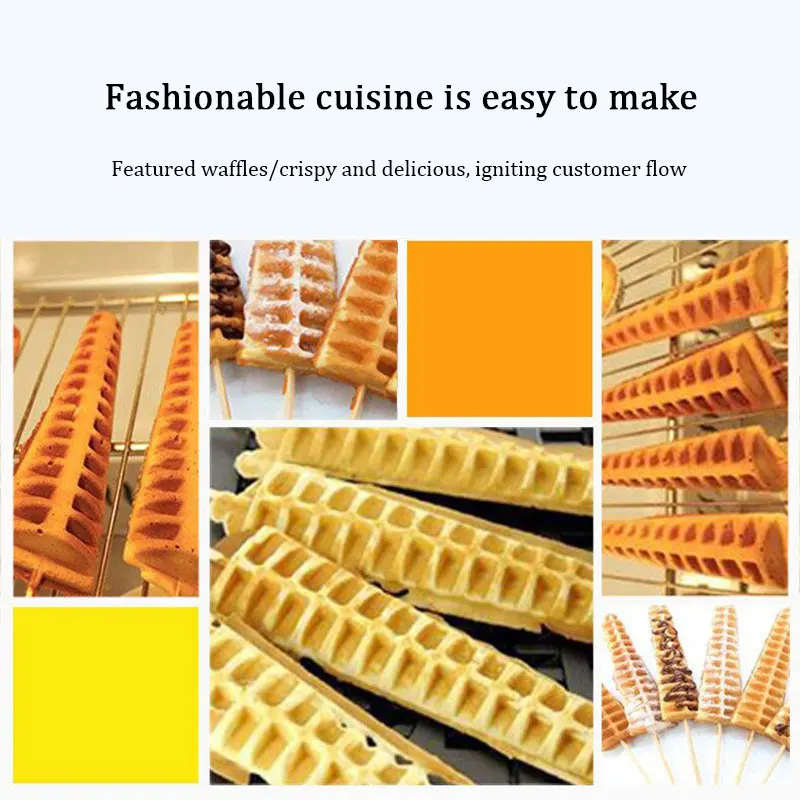 Mesin pembuat wafel pinus komersial dengan cetakan kue pinus bentuk Lolly mesin pembuat wafel lolipop elektrik