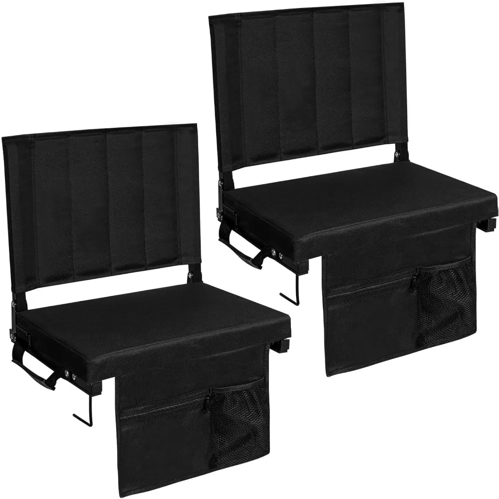 

Padded Folding Stadium Chair with Back Support and Shoulder Strap for Bleachers Outdoor Events
