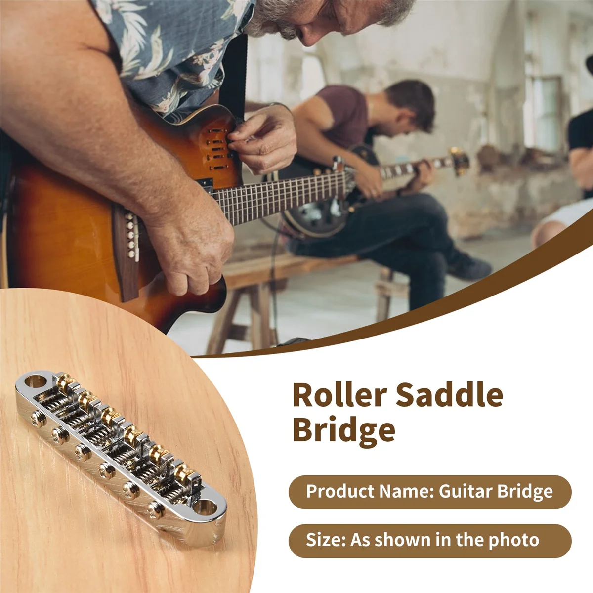 Silver Tune-O-Matic Electric Roller Saddle Bridge Lp สะพานกีตาร์ไฟฟ้า Made in Korea