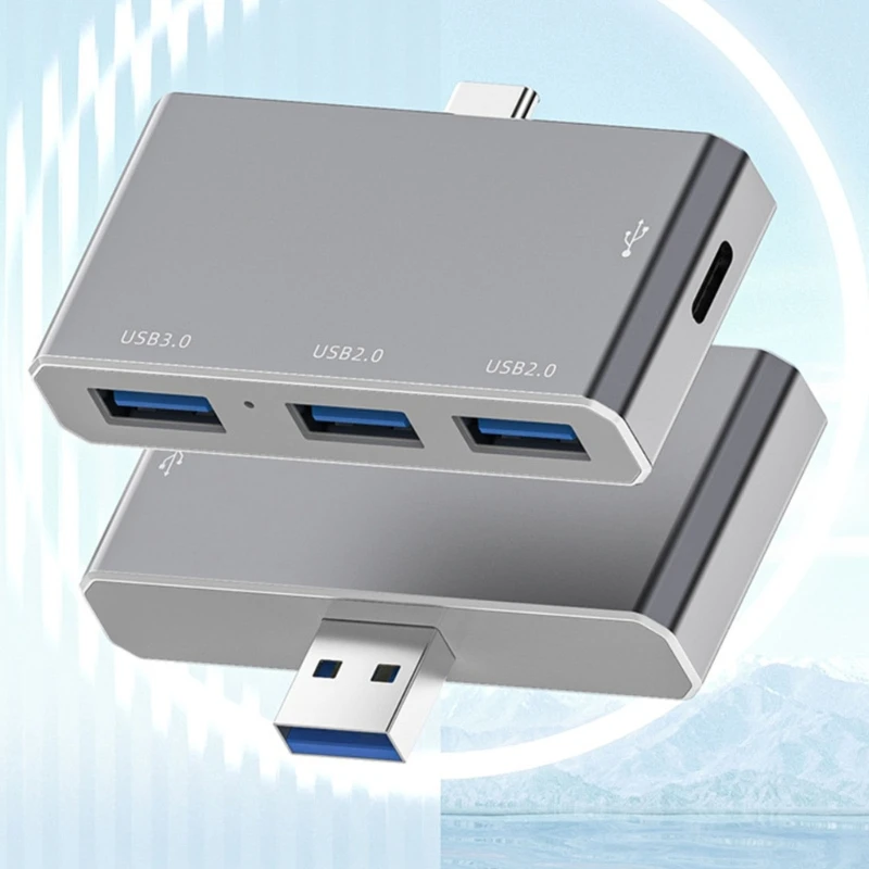 USB 3.0 2.0 Type C HUB 4 in 1พอร์ตตัวแยกแท่นวางมือถือซิงค์อัลลอยขนาดเล็ก USB 3.0ฮับความเร็วสูงอะแดปเตอร์สำหรับพีซี