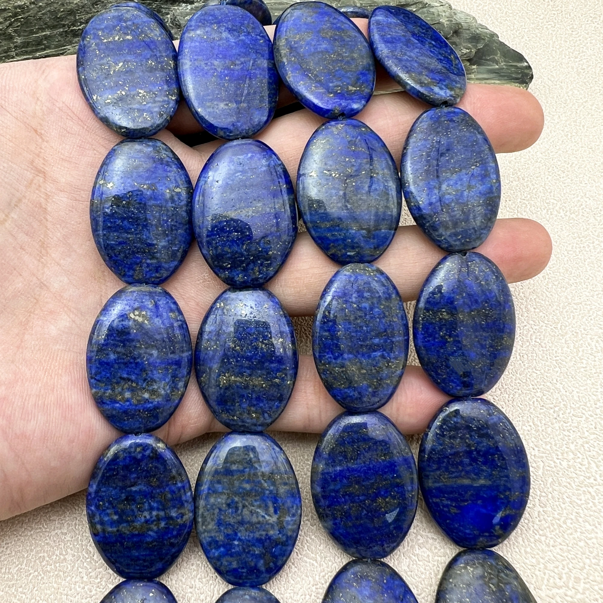 20x30MM 13PCS Large Oval Shape Natural Lapis Lazuli Slice Pendant Focus Beads For DIY Jewelry Making MY250808
