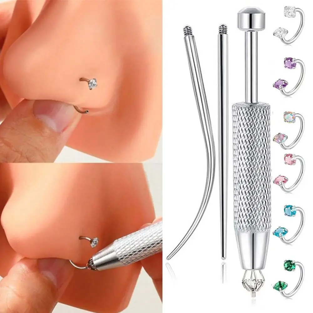 6/9/15pcs Stainless Steel Ear Piercing Jewelry Tool Set Rhinestone Minimalist Piercing Taper Ball Grabber Zirconia 8/10mm