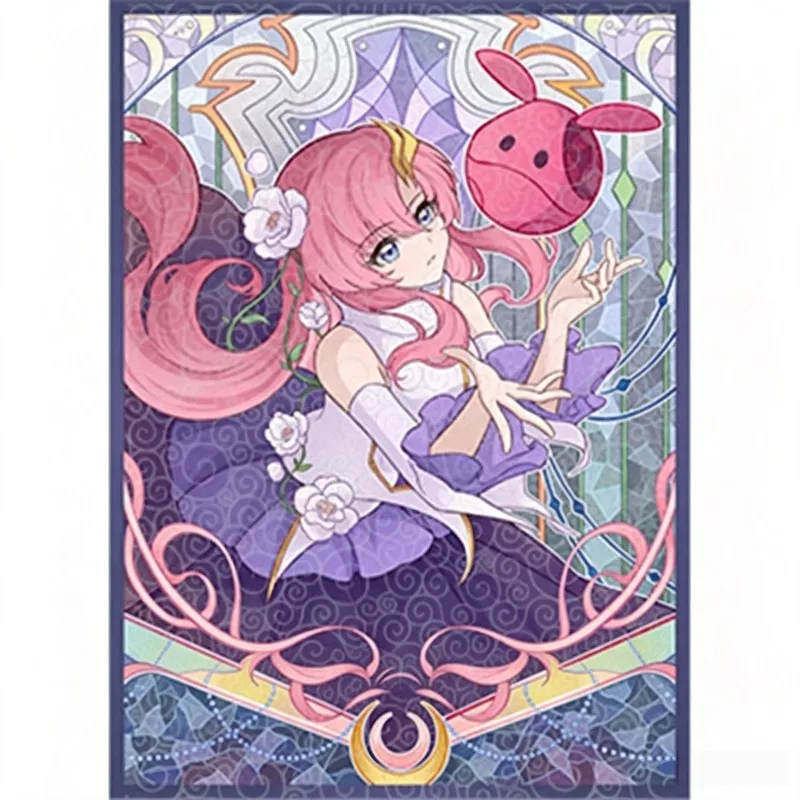 60pcs/set Suitable for Gundam SEED Pink Foil Flash Card Case Glass Painted Lacus Clyne/Amate Yuzuriha Game Card Protective Case