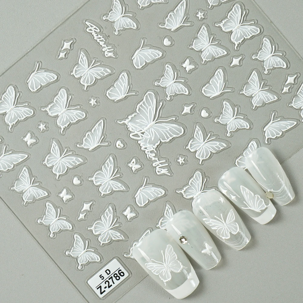 1pcs 5D Japanese Black Butterfly Nail Art Stickers Glitter Shiny Kawaii Self Adhesive Manicure Decorations Tool Decals Accessory