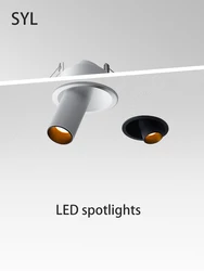 SYL faretti a Led faretto a tubo lungo 360 regolazione dell'angolo di rotazione lampada da soffitto bianco nero Foco COB illuminazione per interni incasso